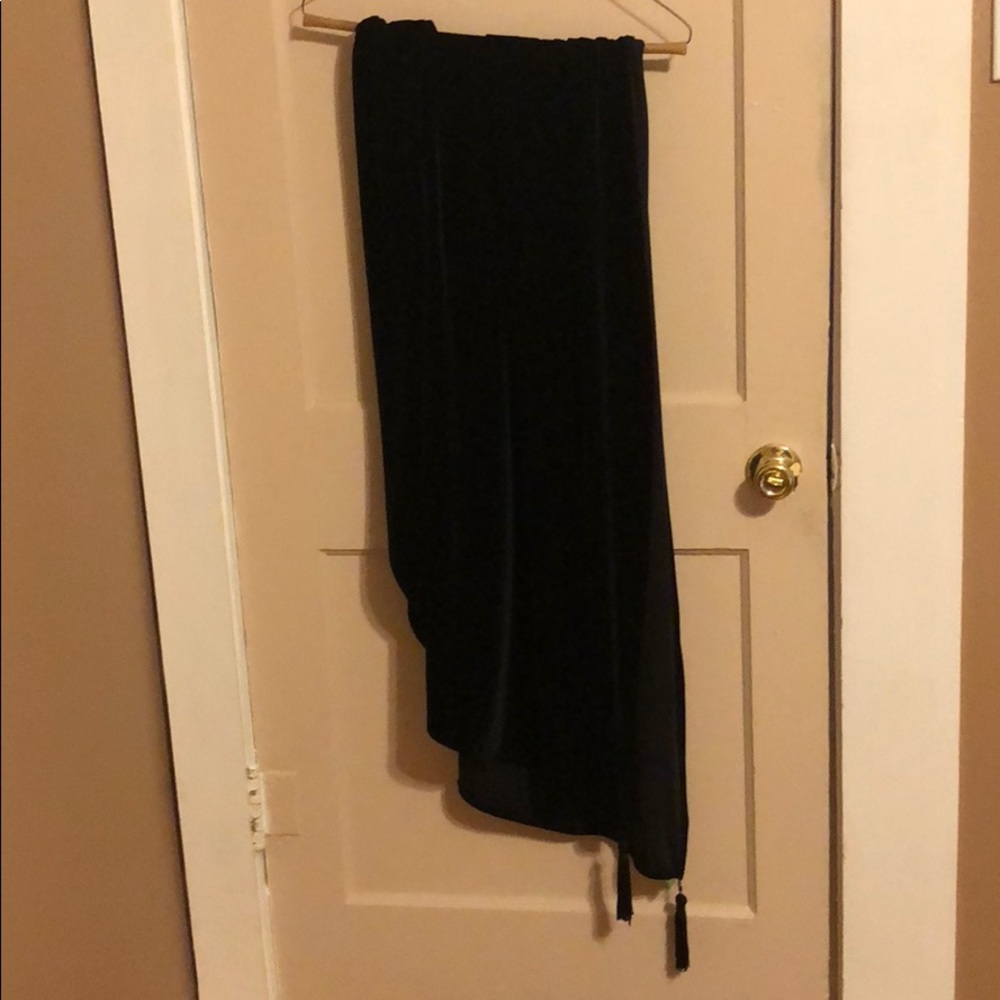 Black velvet shawl wrap with tassels